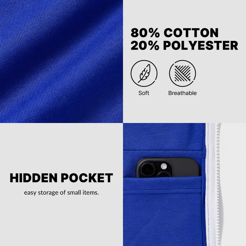 Ohoo Men's Zip Up Hoodie Lightweight Slim Fit Sweatshirt Full Zip Hooded Jacket / DCF002-BLUE-L - Image 5